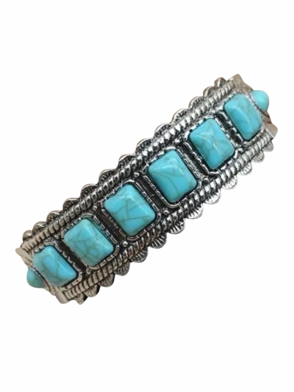 Bohemian Silver and Turquoise Adjustable Cuff Bracelet NWOT - Picture 4 of 4